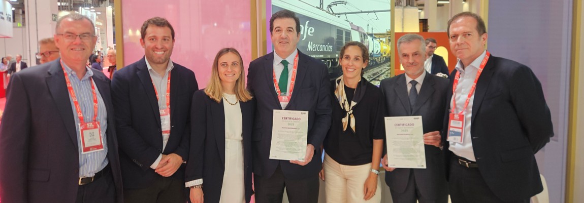 Entrega de certificados de huella de carbono 2025 de Renfe Mercancías a Railsider Atlántico y Railsider Mediterráneo